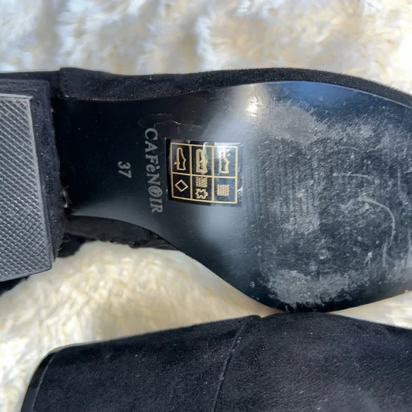 CAFE NOIR Embroidered Knee High Women’s Black Suede Boots, Italian Made EU37 US7 - Picture 7 of 8